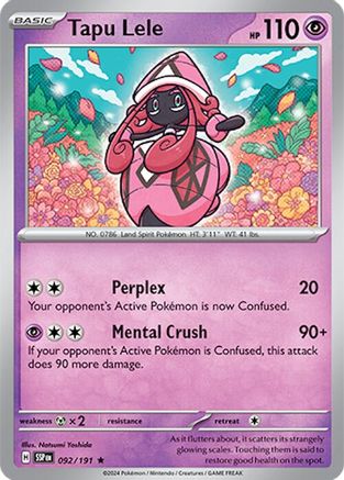 Tapu Lele - 092/191 - Rare - Reverse Holofoil