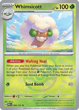 Whimsicott (Master Ball Pattern) - 008/131 - Rare - Holofoil