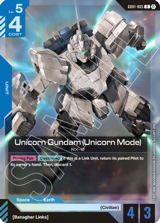 Unicorn Gundam (Unicorn Mode) - GD01-005B - Edition Beta - R