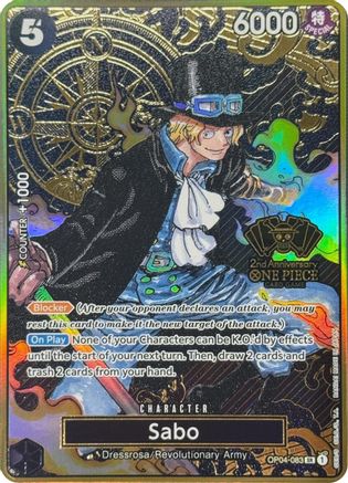 Sabo (One Piece Japanese Version 2nd Anniversary Set) - OP04-083 - Super Rare