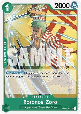 Roronoa Zoro (Reprint) - OP07-034 - Uncommon