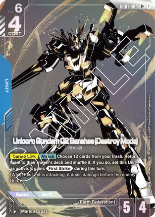 Unicorn Gundam 02 Banshee (Destroy Mode) - GD01-003 - LR+ (Parallel)
