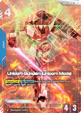 Unicorn Gundam (Unicorn Mode) - GD01-005 - R+ (Parallel)