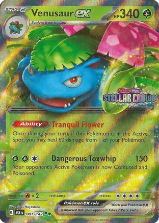 Venusaur ex (Stellar Crown Stamp) - 001/142 - Double Rare - Holofoil