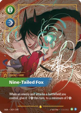 Ahri - Nine-Tailed Fox (Signature) (303*/298) - Origins Foil
