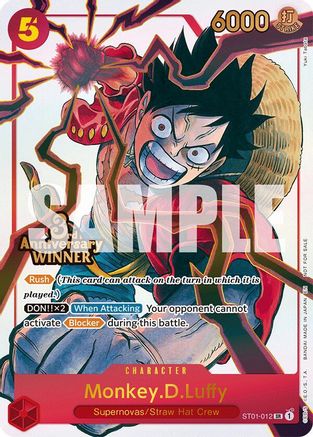 Monkey.D.Luffy - ST01-012 (3rd Anniversary Winner) - ST01-012 - Super Rare