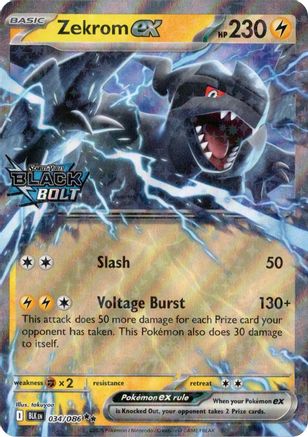 Zekrom ex (Black Bolt Stamped) - 034/086 - Double Rare - Holofoil