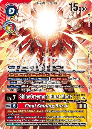 ShineGreymon: Burst Mode // Final Shining Burst (Alternate Art) - BT25-104