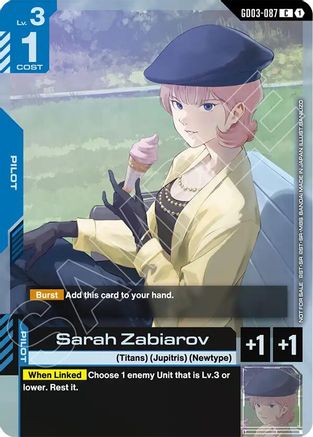 Sarah Zabiarov (Store Tournament Participant Pack 04) - GD03-087 - C