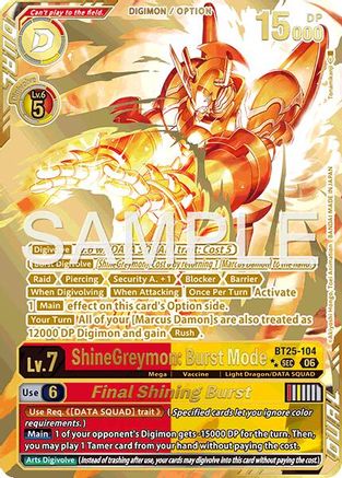 ShineGreymon: Burst Mode // Final Shining Burst (Rare Pull) - BT25-104