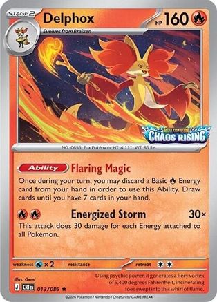 Delphox - 013/086 - Rare - Holofoil (Chaos Rising Stamped)