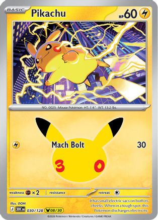 Pikachu - 030/128 - Pikachu Rare - Holofoil