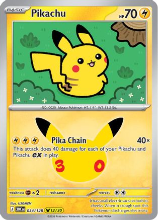 Pikachu - 034/128 - Pikachu Rare - Holofoil