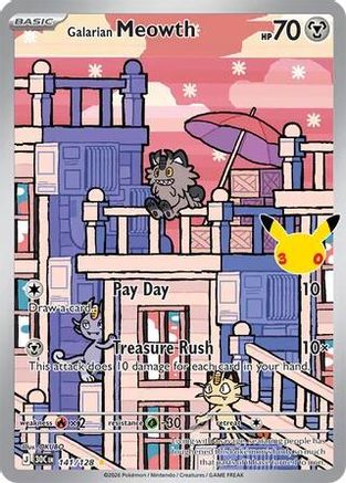 Galarian Meowth - 141/128 - Illustration Rare - Holofoil