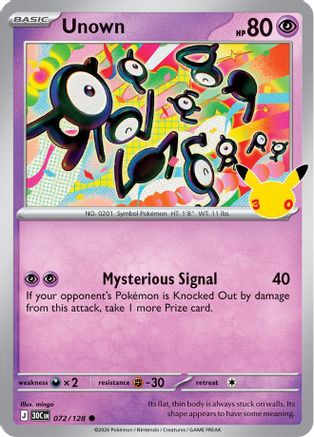 Unown - 072/128 - Common - Holofoil