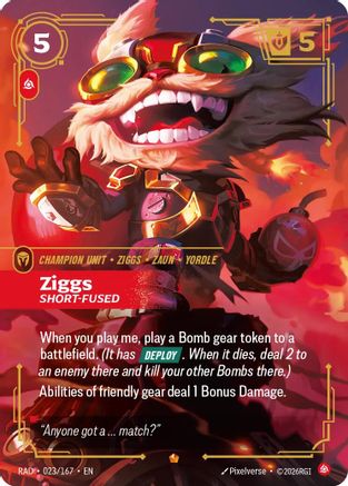 Ziggs, Short-Fused (023/167) - Radiance Foil