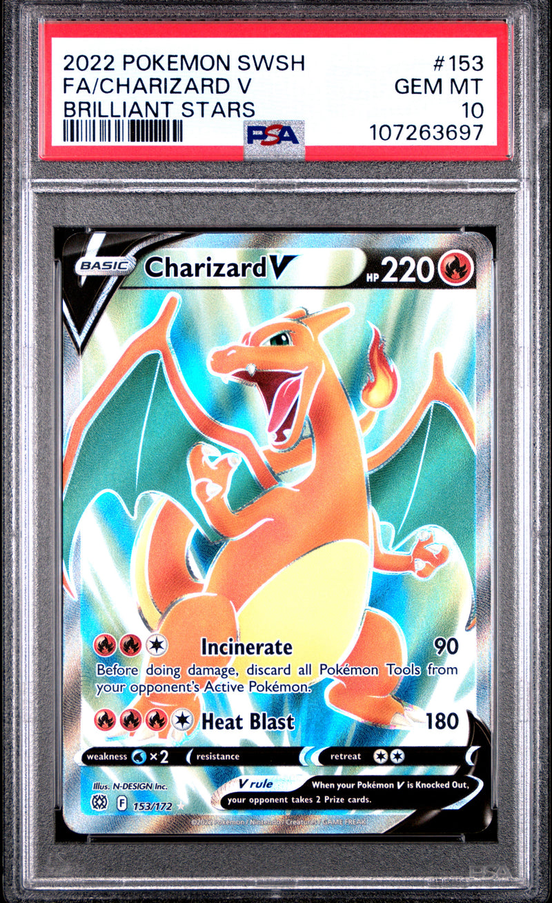 Pokemon - Brilliant Stars - Charizard V - Full Art Ultra Rare - PSA 10