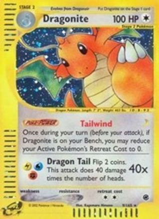 Dragonite (9) - - Holo Rare - Reverse Holofoil