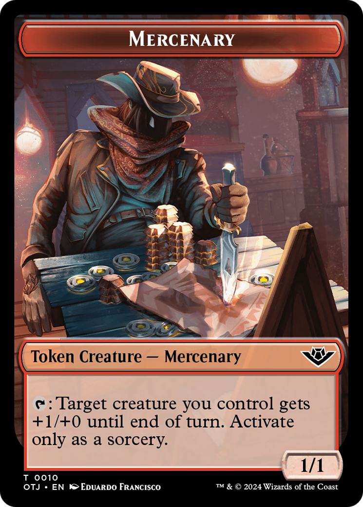 Mercenary // Bat Double-Sided Token [Outlaws of Thunder Junction Tokens]