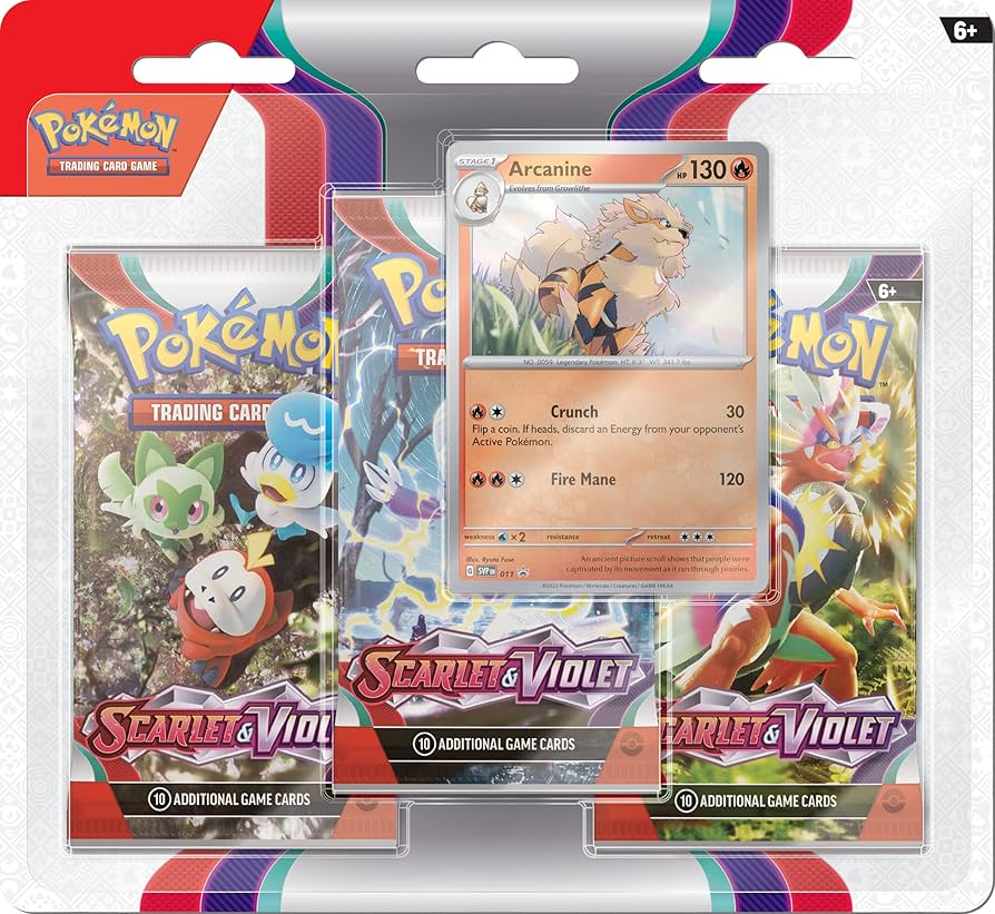 Pokemon - Scarlet and Violet - Base Set - Arcanine 3 Pack Blister