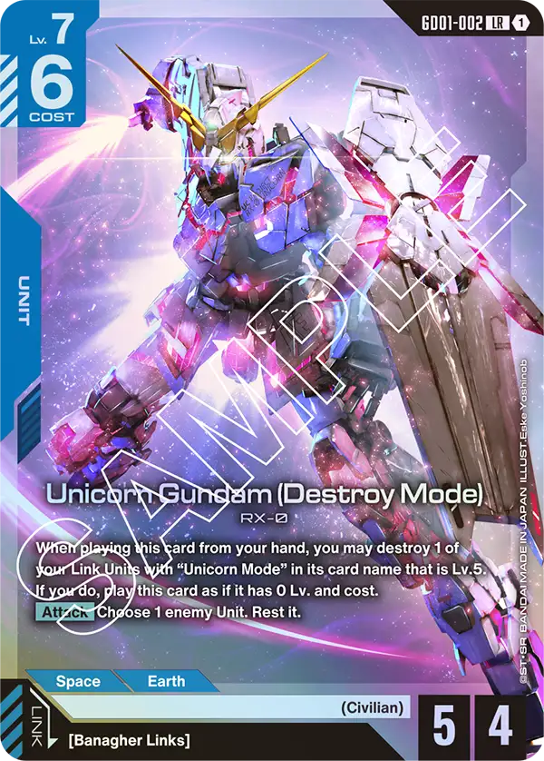 Unicorn Gundam (Destroy Mode) - GD01-002 - LR