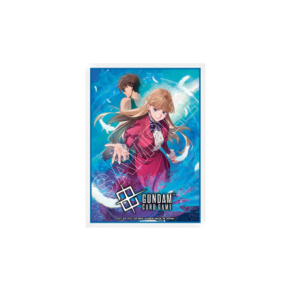 Gundam Card Game Sleeves featuring Heero and Relena in a blue background