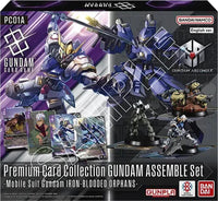 Gundam Card Game Premium Collection set PC01 with Gundam Assemble figures.