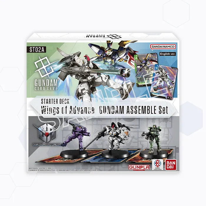 Gundam Card Game with Gundam Assemble set. Contains a deck with Wing Gundam and Tallgeese.
