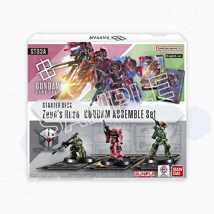 Gundam Card Game with Gundam Assemble Set featuring Red and Green cards