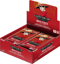 One Piece Card Game OP-13 Carrying on His Will booster box featuring Luffy artwork on the front panel.