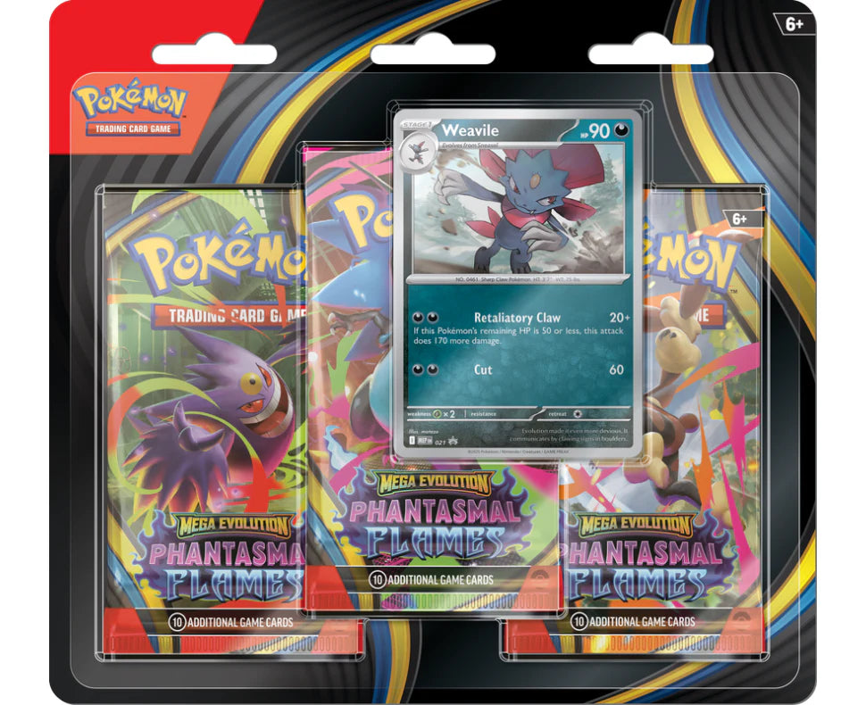 Pokemon - Mega Evolution - Phantasmal Flames - 3 Pack Blister Weavile