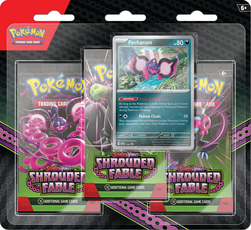 Pokemon - Scarlet & Violet - Shrouded Fable - 3 Pack Blister - Pecharunt