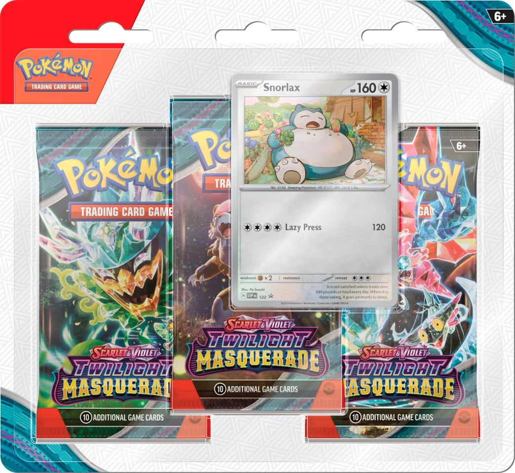 Pokemon - Scarlet and Violet - Twilight Masquerade - Snorlax 3 Pack Blister
