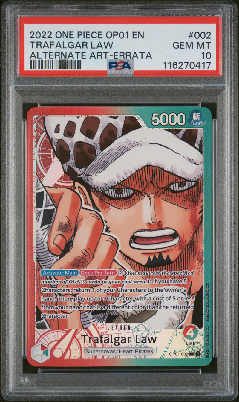 One Piece - Romance Dawn - Trafalgar Law - Alternate Art (Errata) - PSA 10