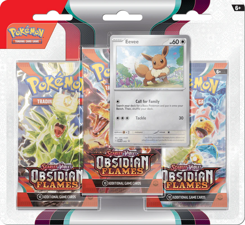 Pokemon - Scarlet and Violet - Obsidian Flames - Eevee 3 Pack Blister