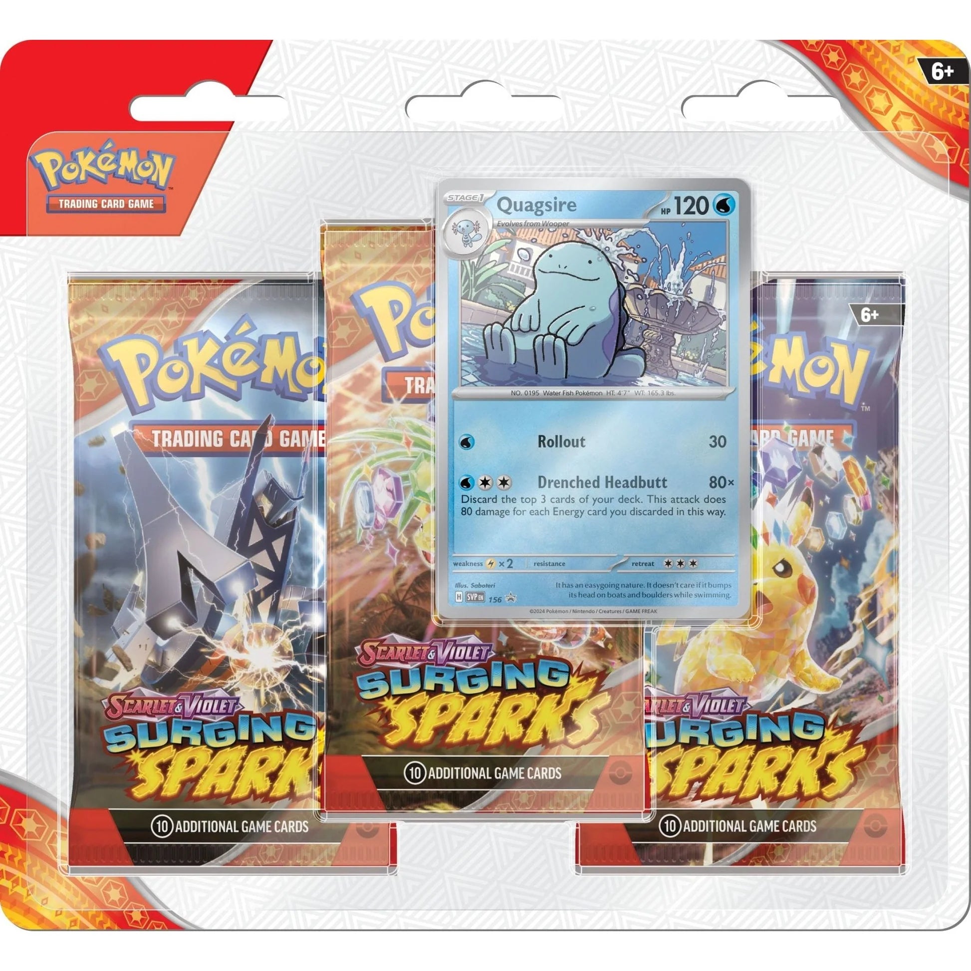 Pokemon - Scarlet & Violet - Surging Sparks - Quagsire 3 Pack Blister
