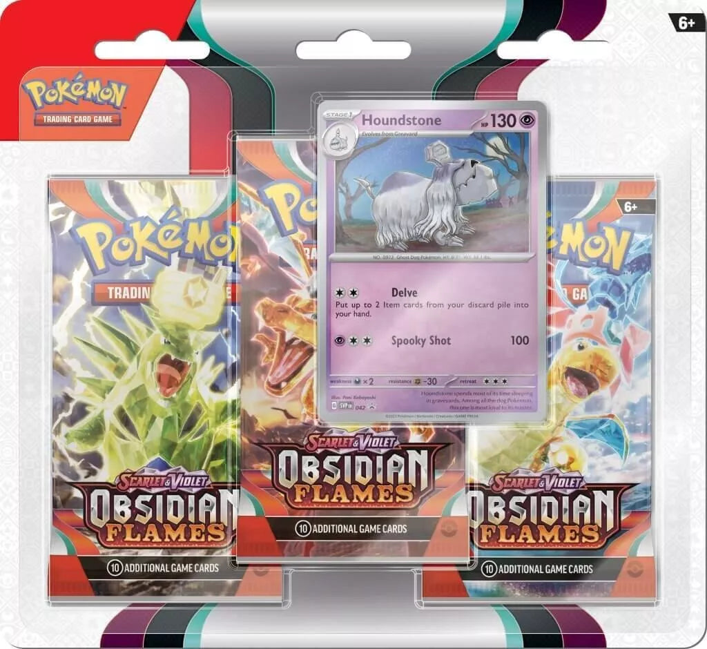 Pokemon - Scarlet and Violet - Obsidian Flames - Houndstone 3 Pack Blister